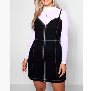 Plus Contrast Stitching Denim Dress